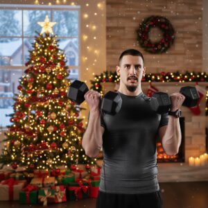Hex Rubber Dumbbell Set for No Rolling