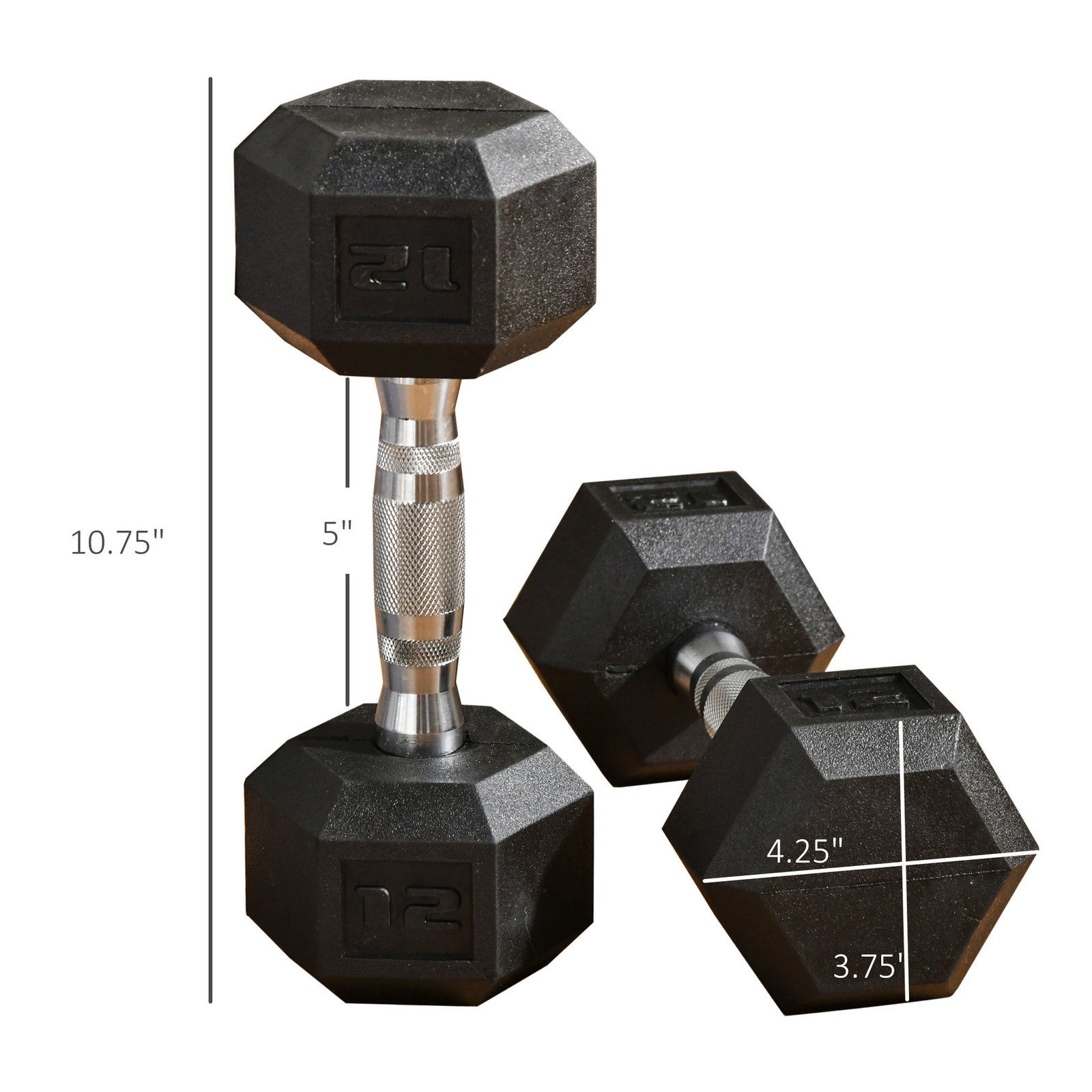 Hex Rubber Dumbbell Set for No Rolling – Image 7