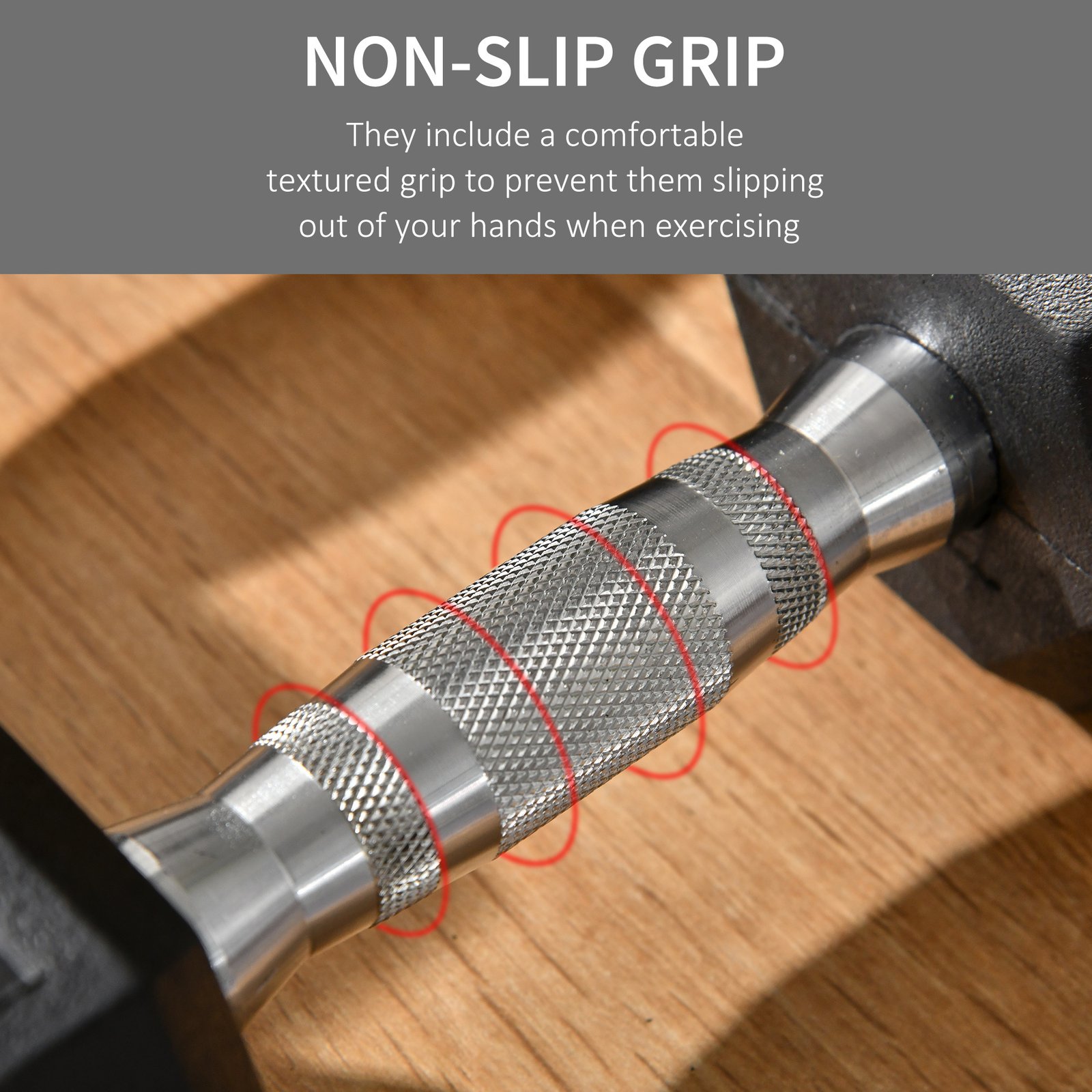 Hex Rubber Dumbbell Set for No Rolling – Image 6